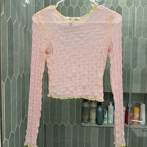 Urban Outfitters pink mesh/sheer top